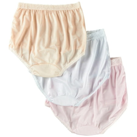 Pack of 3 Carole Womens Nylon Lace Trim Panties Full Cut Briefs